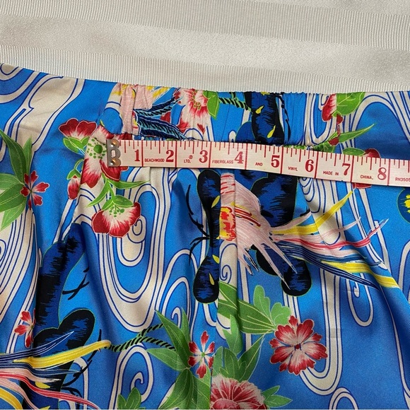 ZARA Blue Colorful Floral Wide-Leg Pants Light & Flowy Sz S Birds Butterflies - Picture 10 of 16